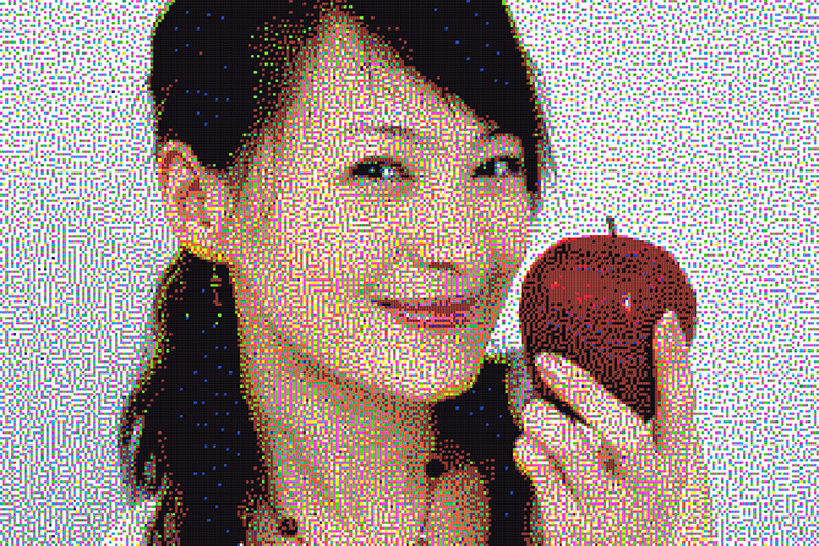 色鉛筆で描いたドット絵タイプモザイクアート背景補正50
